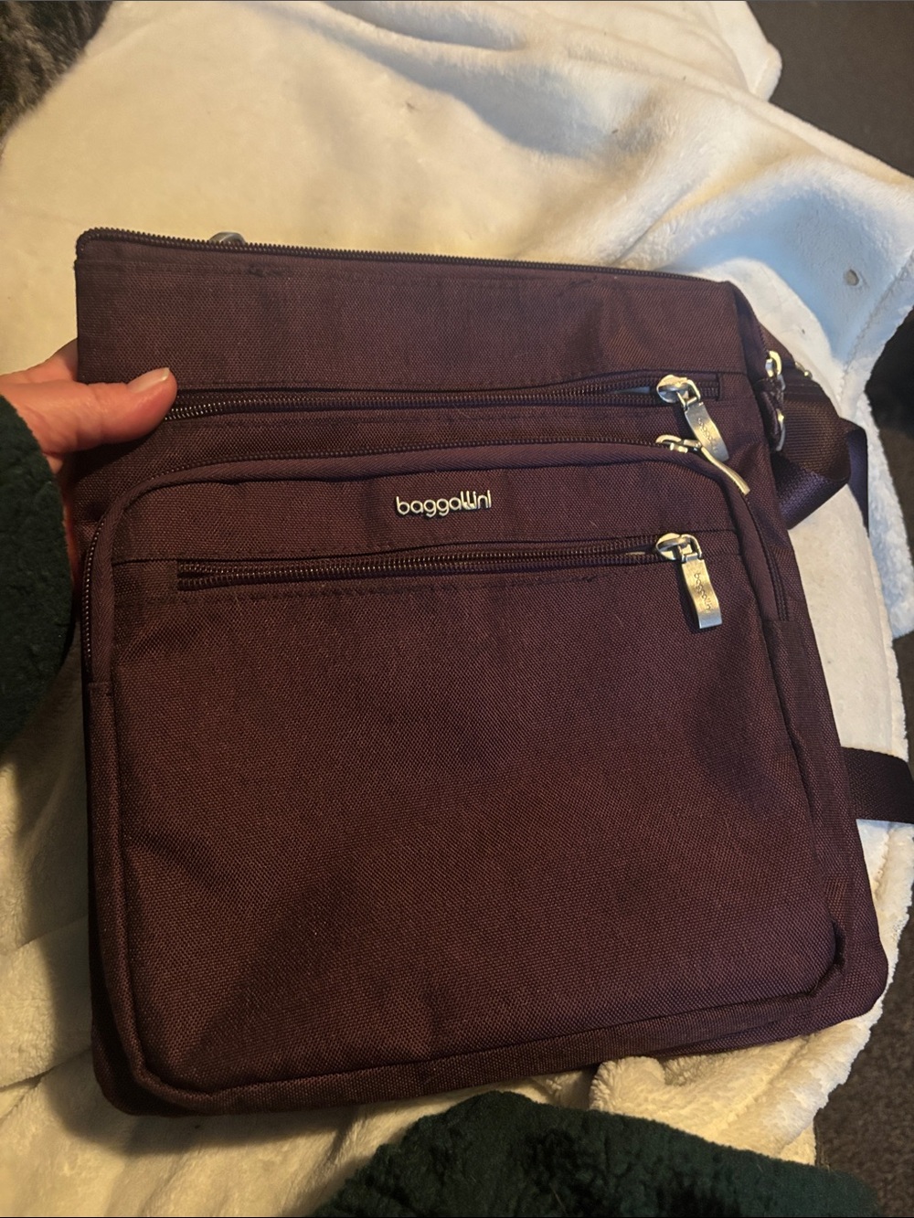 Baggallini Messenger Crossbody Bag in Deep Plum
